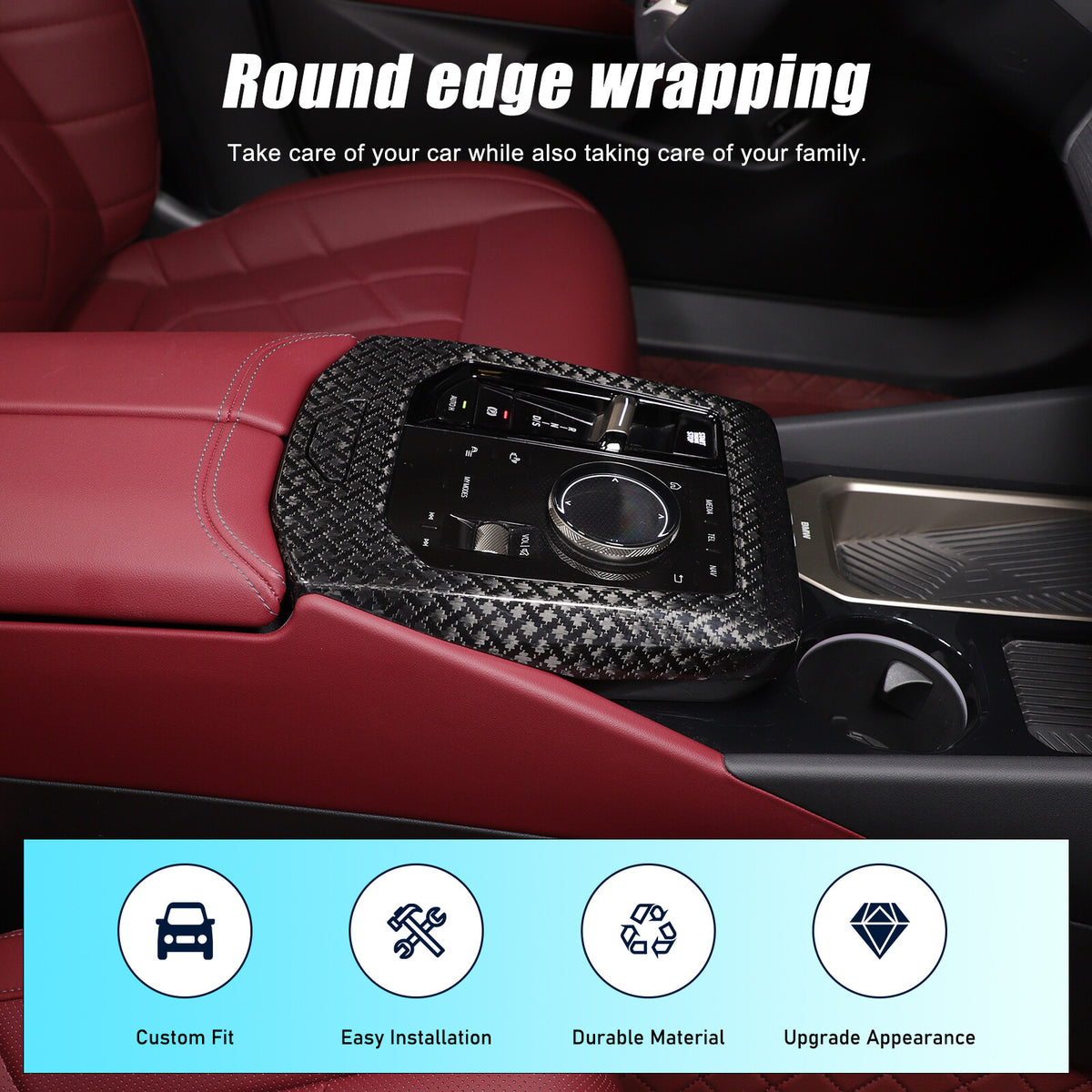 Real Carbon Fiber Center Console Gear Shift Panel Trim For BMW 5 Series G60 24+ 16