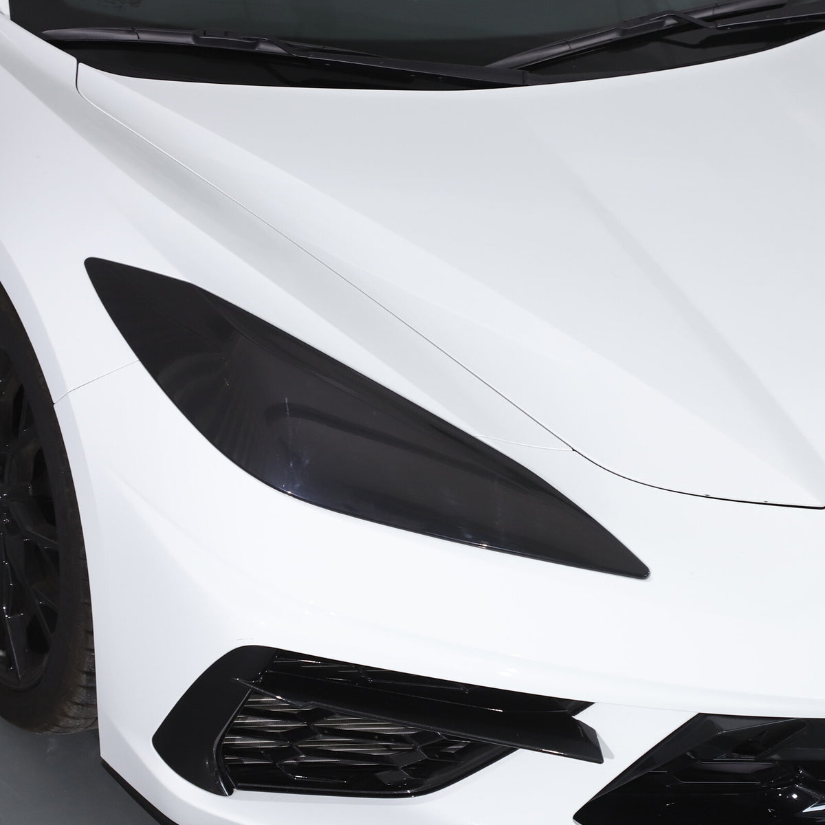 Transparent Gray Smoked Front Headlight Blackout Trim For Corvette C8 20+ US 15