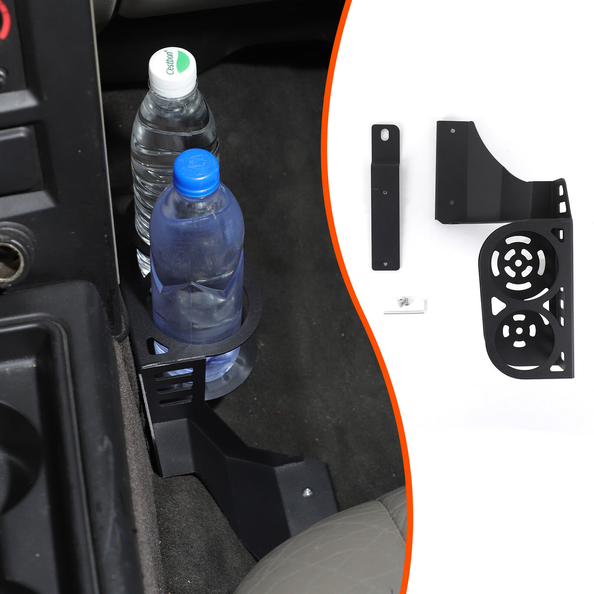 Black Aluminum Passenger Side Seat Cup Holder Bracket For Hummer H2 2003-2009 10