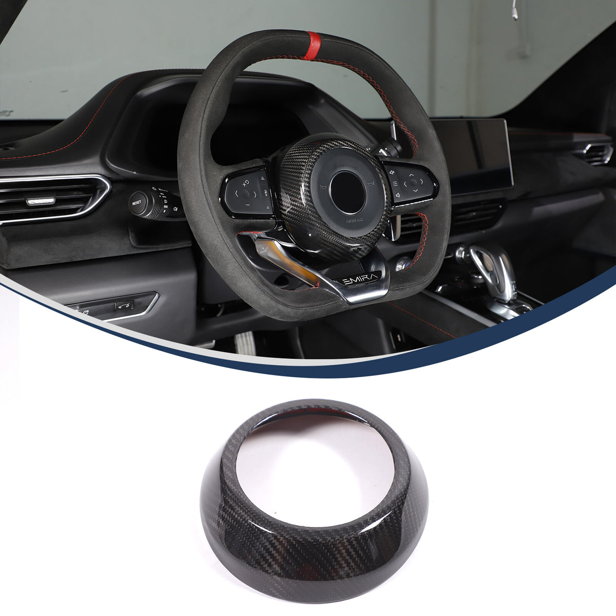 Real Carbon Fiber Steering Wheel Center Surround Cover For Lotus EMIRA 22-25 US 2
