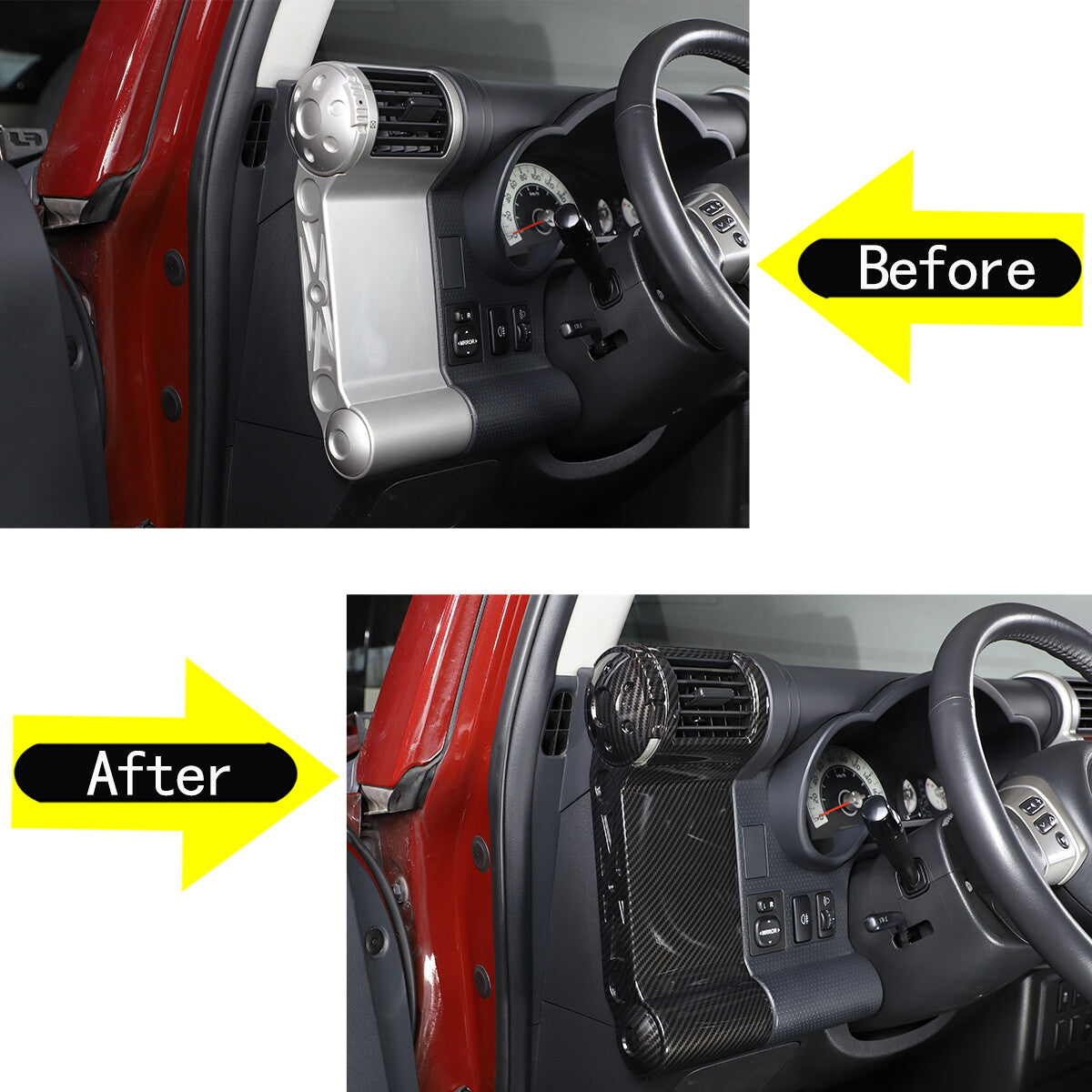 ABS Carbon Fiber Full Interior Center Decoration Trim Kit For FJ Cruiser 2007-21 - Styles 6-10 28