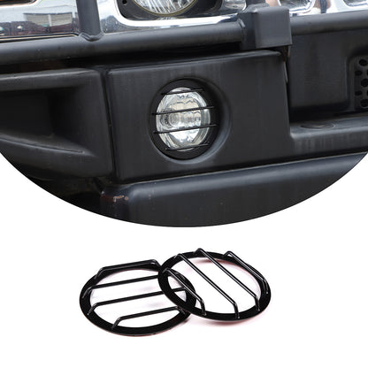 2pcs Carbon steel Fog Light Lamp Bezel Trim Rings Cover For Hummer H2 2003-2009 3