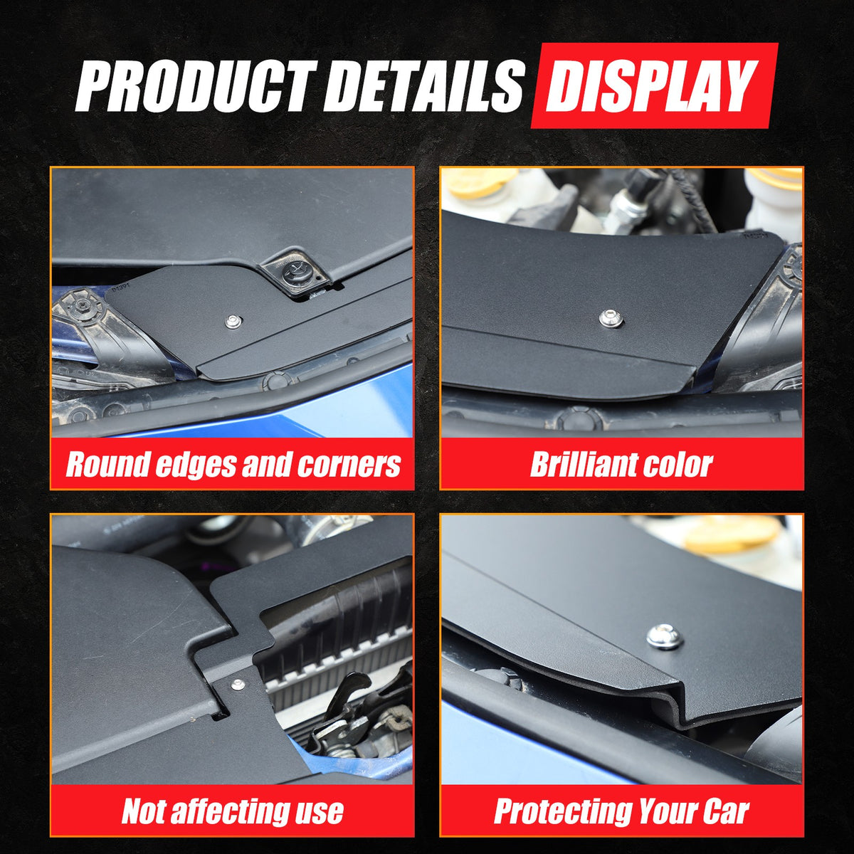 Alloy Black Engine Hood Latch Dust Cover Plate For Subaru WRX VB/Levorg 2022+ 8