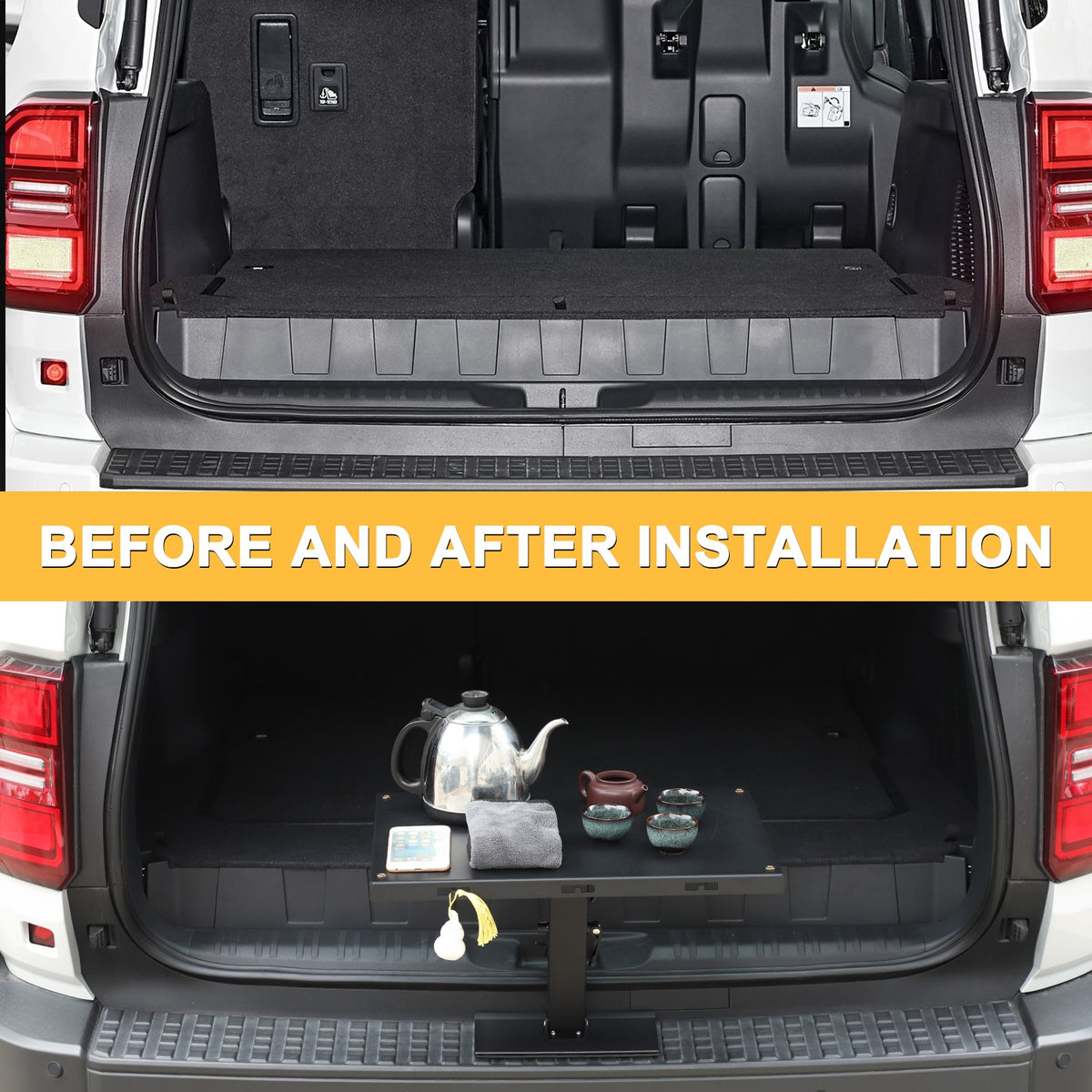 Car Camping Portable Trunk Lock Latch Table For Toyota LC250 Prado 2024+ 4