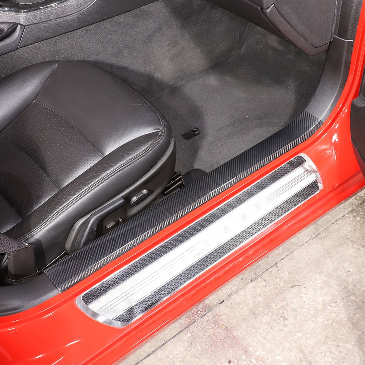 Real Carbon Fiber Built In Scuff Door Sill Bar Plate For Corvette C6 2005-2013 2