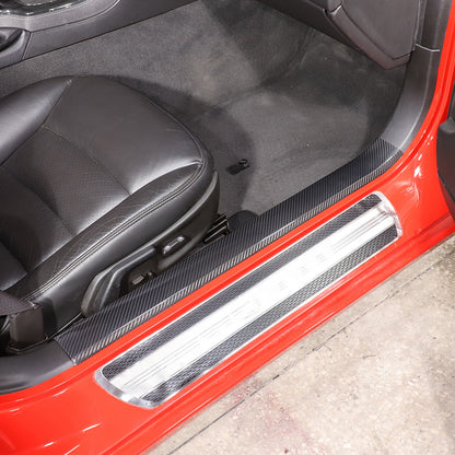 Real Carbon Fiber Built In Scuff Door Sill Bar Plate For Corvette C6 2005-2013 2