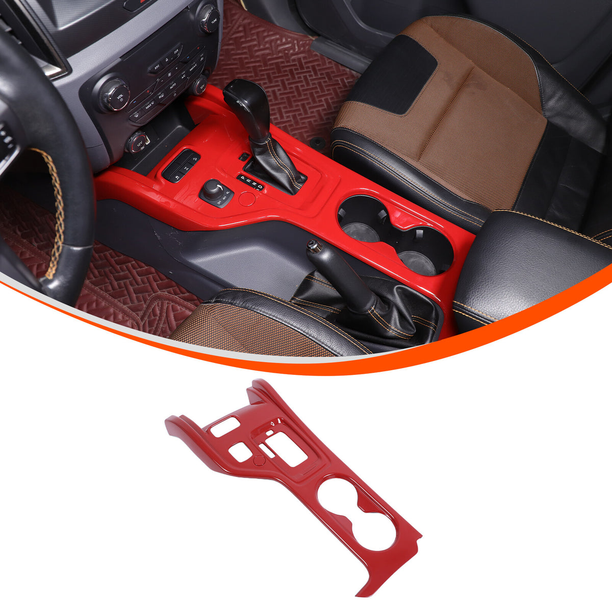 ABS Red Center Console Gear Shift Panel Trim For Ford Ranger T7 T8 2015-2021 2