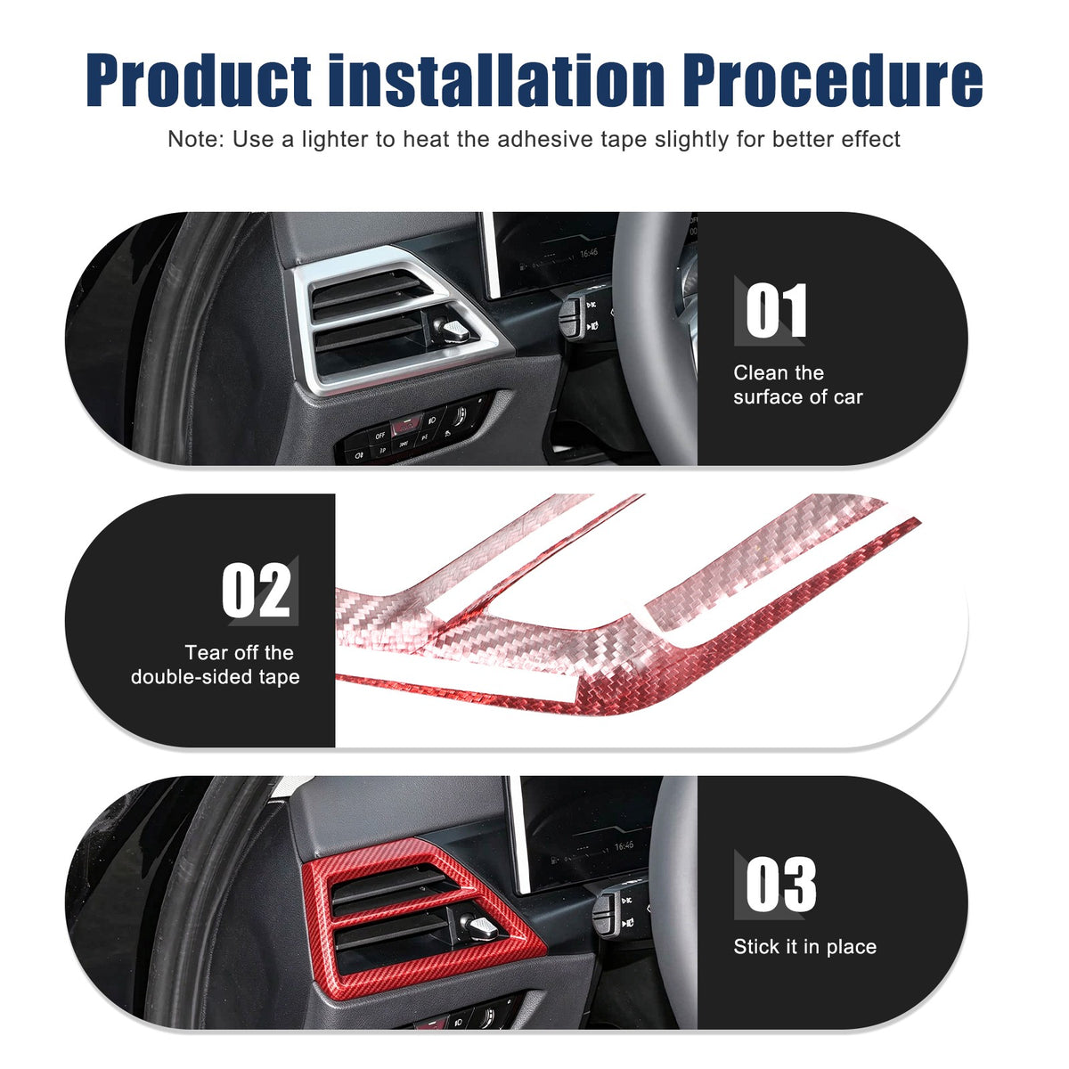Red Real Carbon Fiber Side Air Vent Trim Cover For BMW 3 Series 2025+ 11