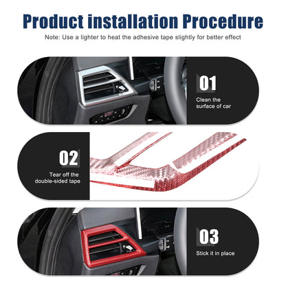Red Real Carbon Fiber Side Air Vent Trim Cover For BMW 3 Series 2025+ 11