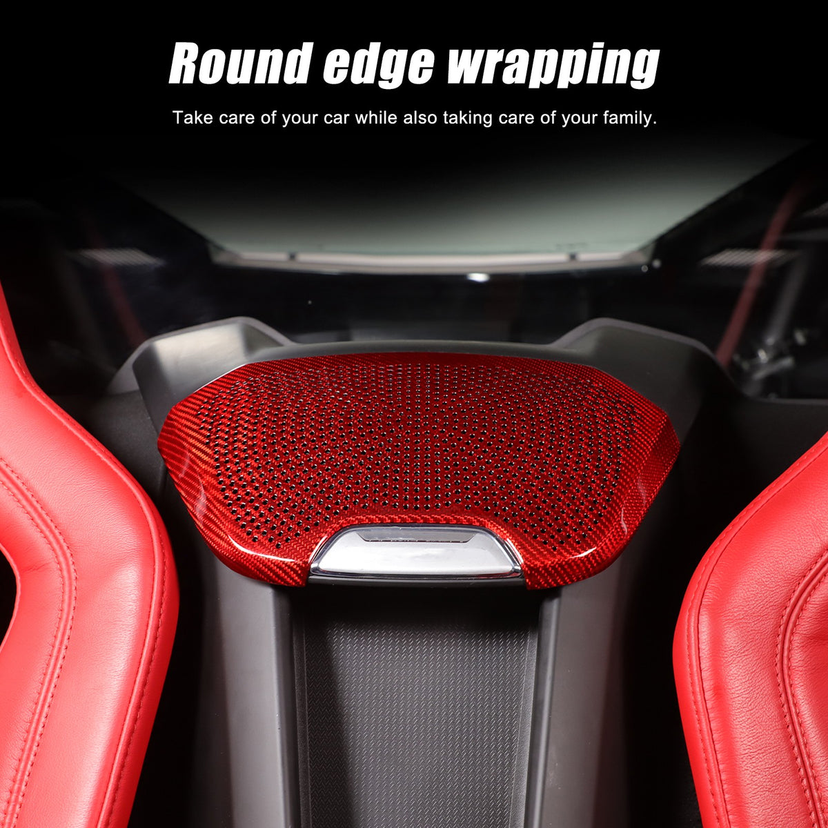 Red Real Carbon Fiber Rear Speaker Grille Trim For Corvette C8 1LT/2LT 2020+ 13
