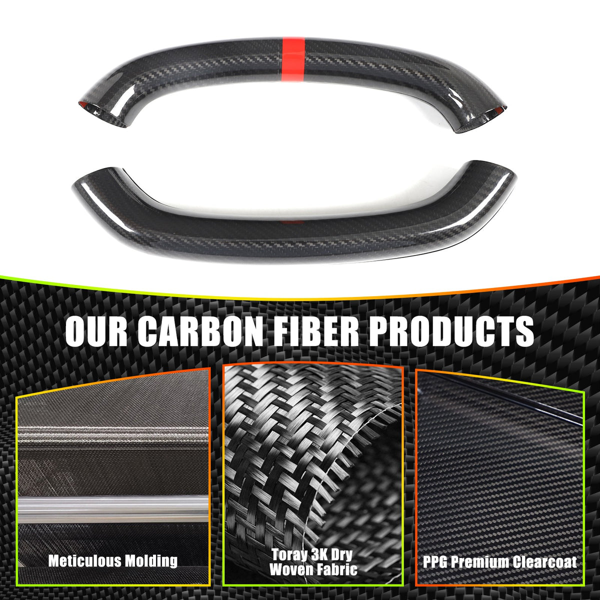 Red Top Real Carbon Fiber Steering Wheel Trim Cover For Corvette C8 2020+ 20
