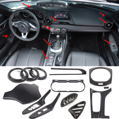 ABS Carbon Interior Set Panel Decor Cover Trim Kit For Mazda Miata MX5 MX-5 16+ 1