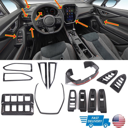 ABS Carbon Fiber Interior Center Console Cover Trim Set for Subaru WRX VB 22-24 1