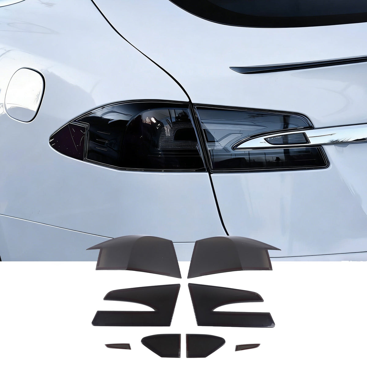 Smoked Black Rear Tail Light Guard Cover Trim Bezels For Tesla Model S 2014-2021 14