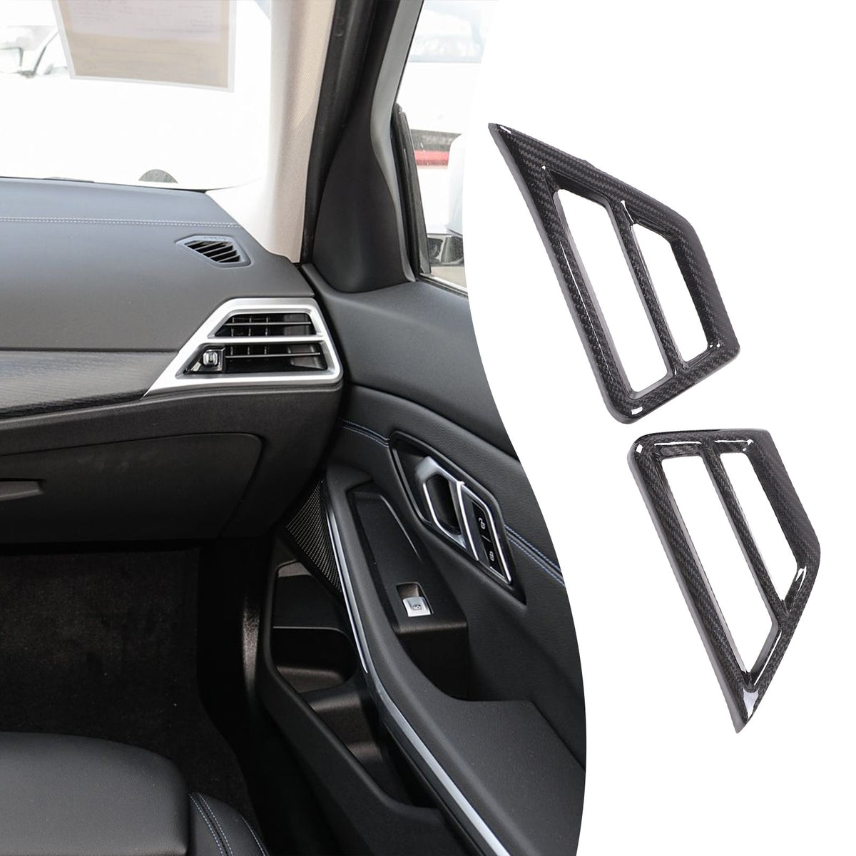 Real Carbon Fiber Side Air Vent Frame Trim For BMW 3 4 330i 430i G20 G21 25+ US 15