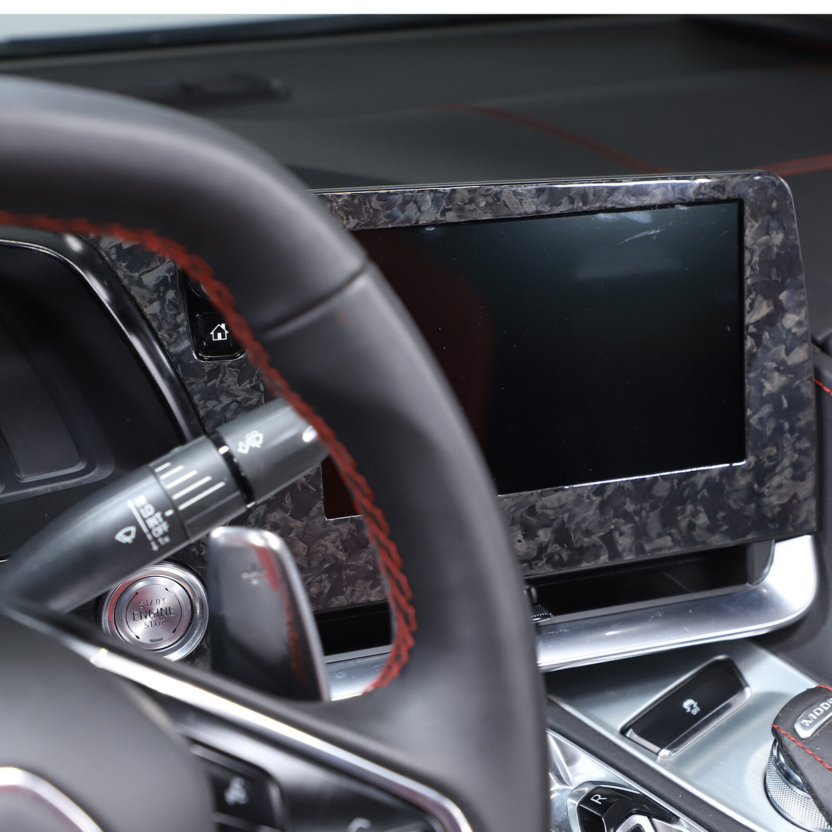 Forged Real Carbon Fiber Dashboard Navigation Srceen Frame Trim For Corvette C8 17