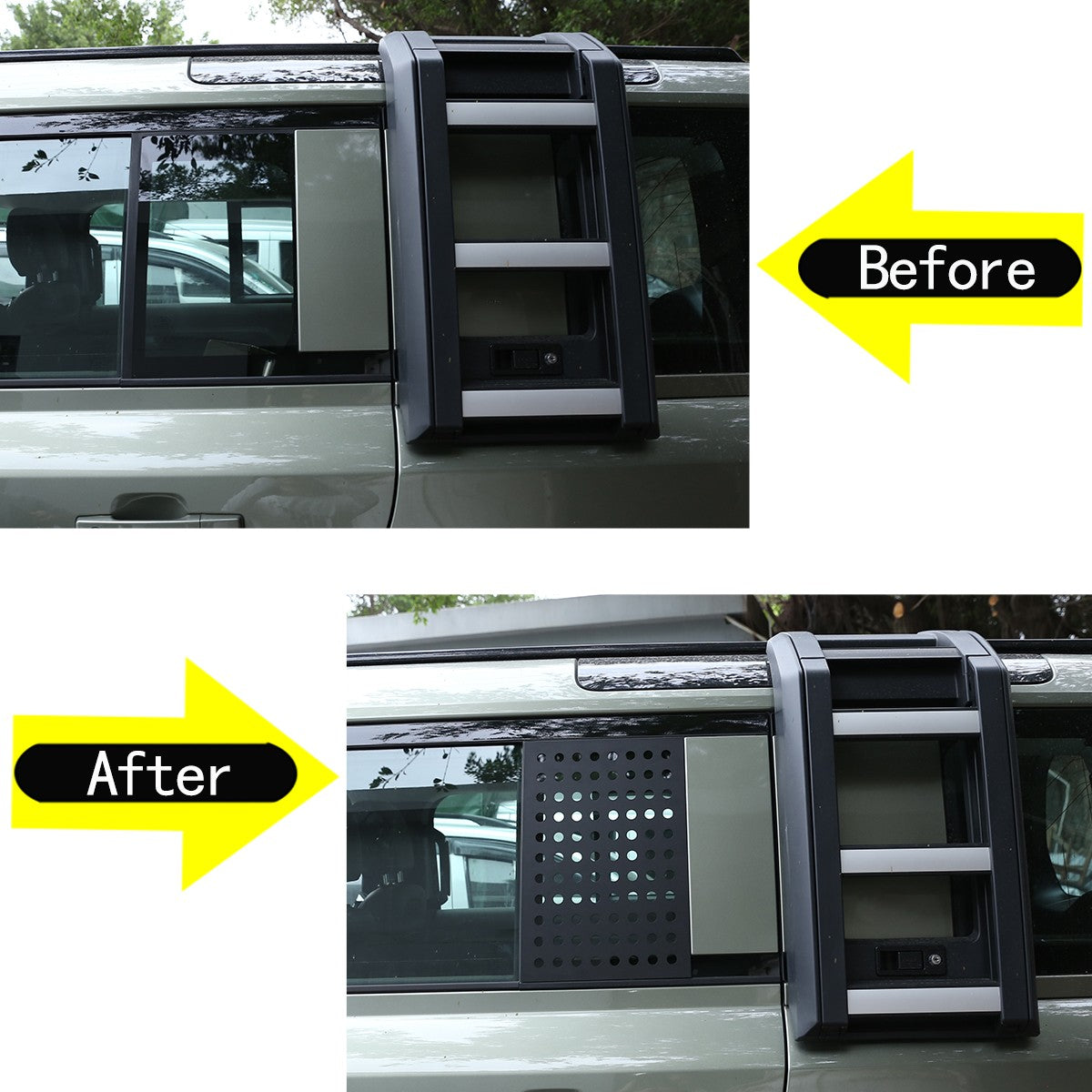 Black Aluminum Side Window Panel Trim For LR Defender L663 110 2020-2023 US 8