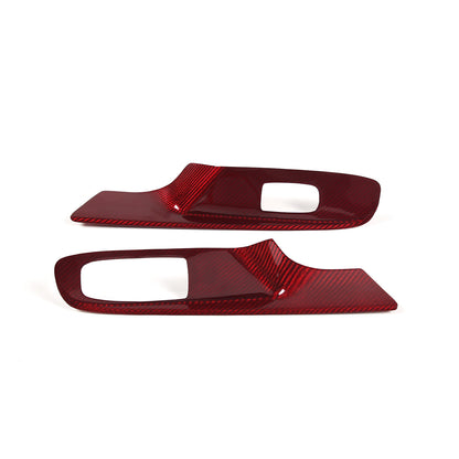 Red Real Carbon Fiber Window Lift Button Cover Trim For Corvette C8 Coupe 20-26 11