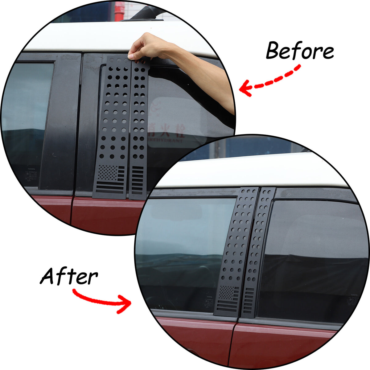 US Flag Alloy Window Center Pillar Trim Panel For Toyota FJ Cruiser 2007-21 13