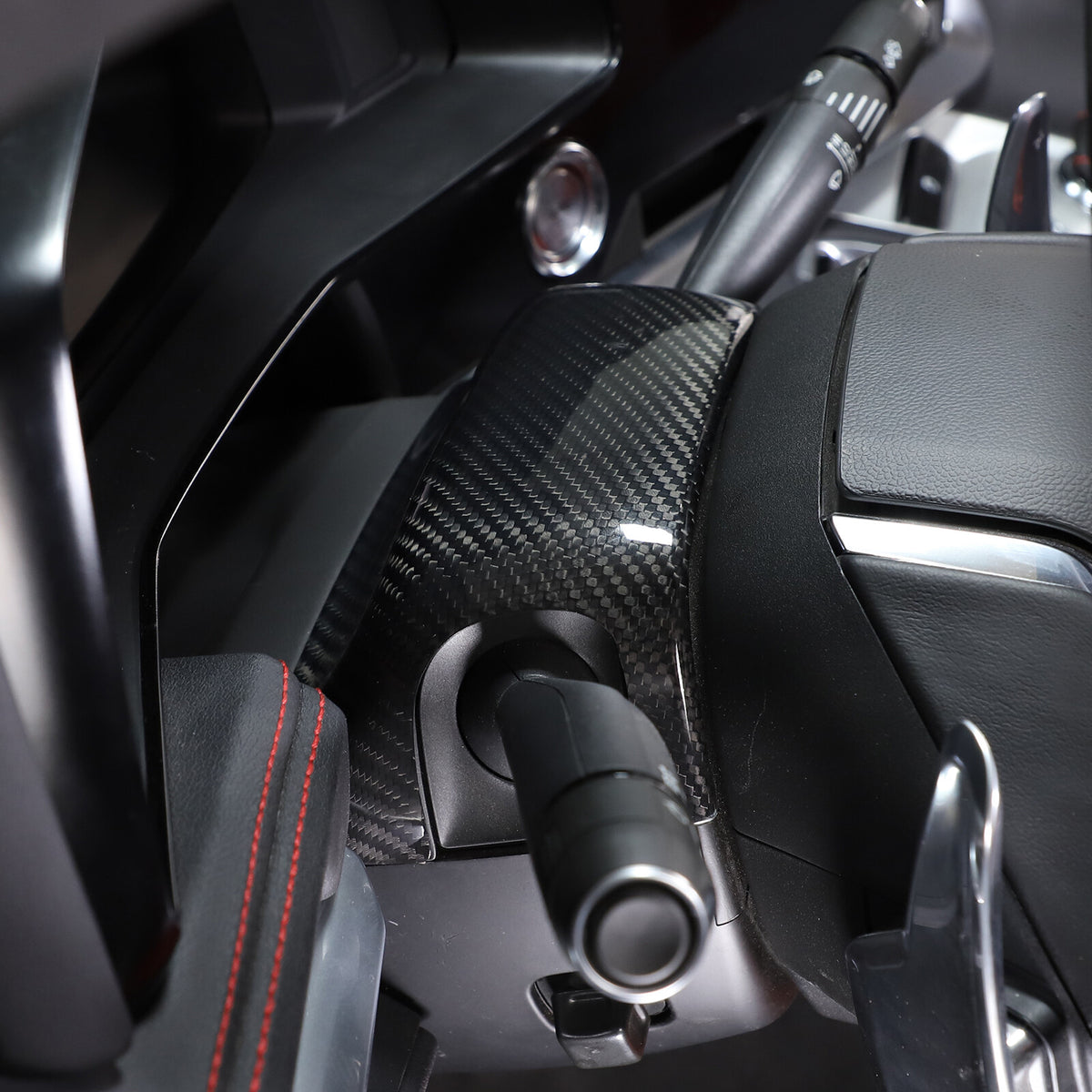 Dry Real Carbon fiber Steering Wheel Base Cover Set For Corvette C8 Z06 2020-26 8