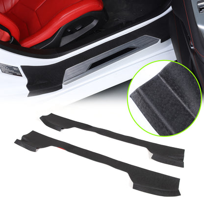 Black TPE Exterior Car Entry Guards Door Sill Cover Trim For Corvette C8 2020-26 2
