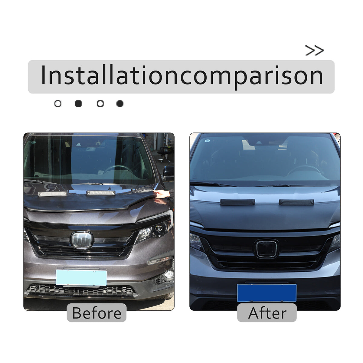 Black Car Bonnet Hood Bra Protector Mask Cover For Honda Pilot 2015-2022 US 4
