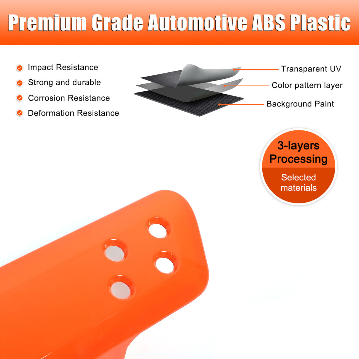 Orange ABS Interior Door Handle Panel Trim For Ford Maverick 2022+ US 7