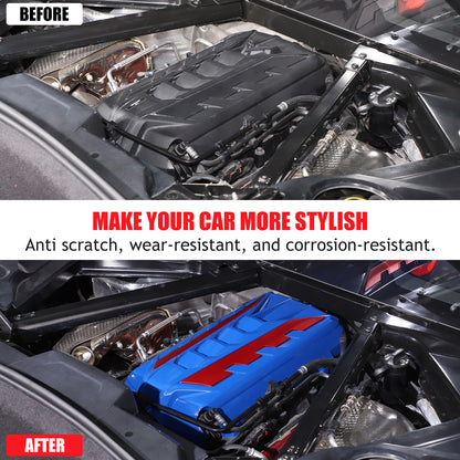 Blue Engine Bay Panel Cover Trim in Edge Red For Corvette C8 2020-26 5