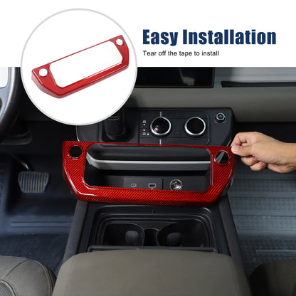Red Real Carbon Fiber Air Conditioning Switch Panel Trim for LR Defender 2020-24 18