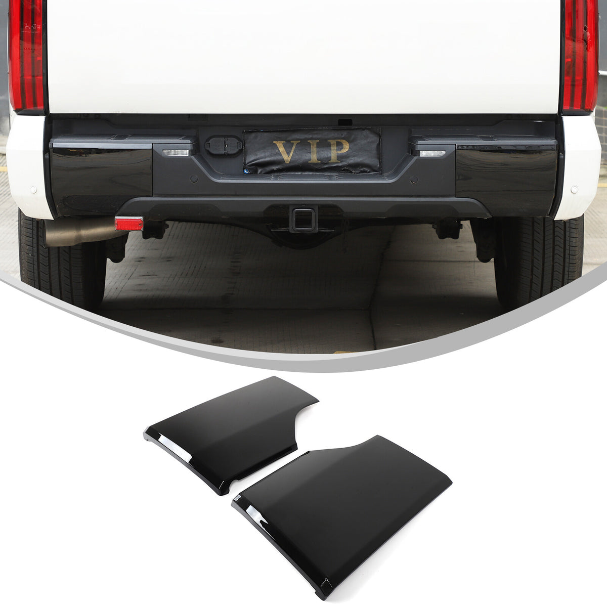 Glossy Piano Black Rear Bumper Panel Trim Cover For Toyota Tundra 2022+ US 3