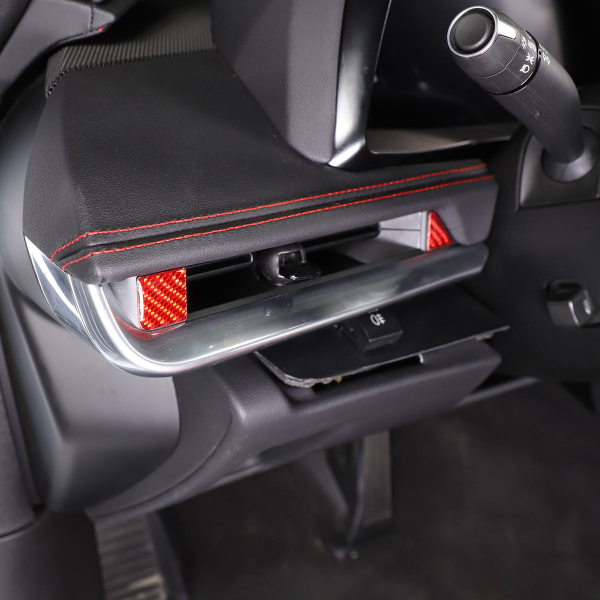 Red Soft Carbon Fiber Interior Decor Trim Kit Cover Set For Corvette C8 20-25 157