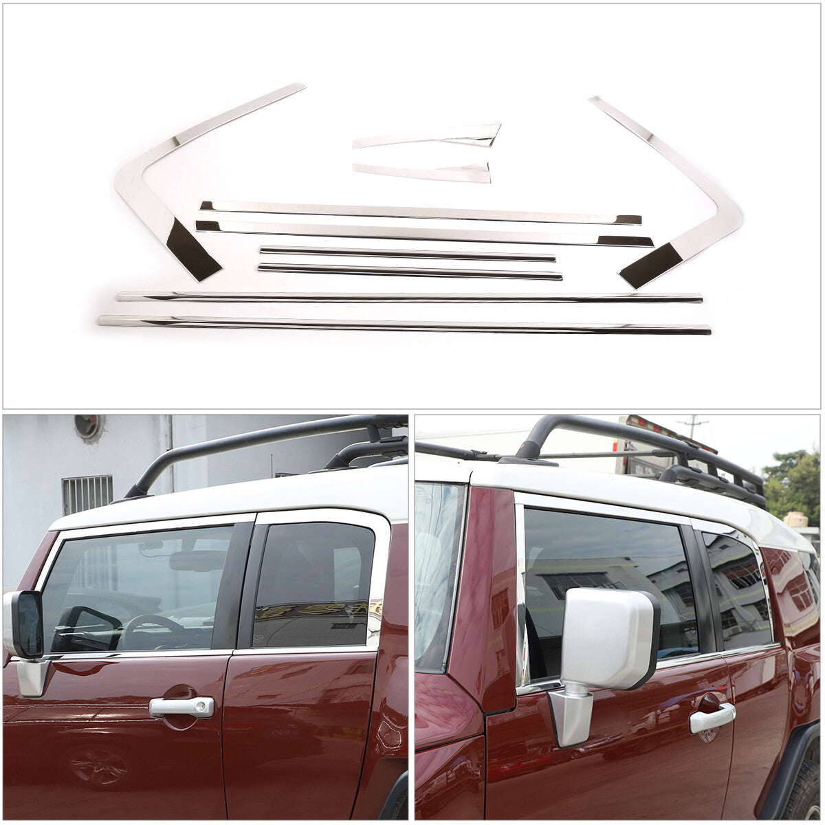 For Toyota FJ Cruiser 07-21 Silver Steel Lower Window Strip Sill Molding Trim US 8
