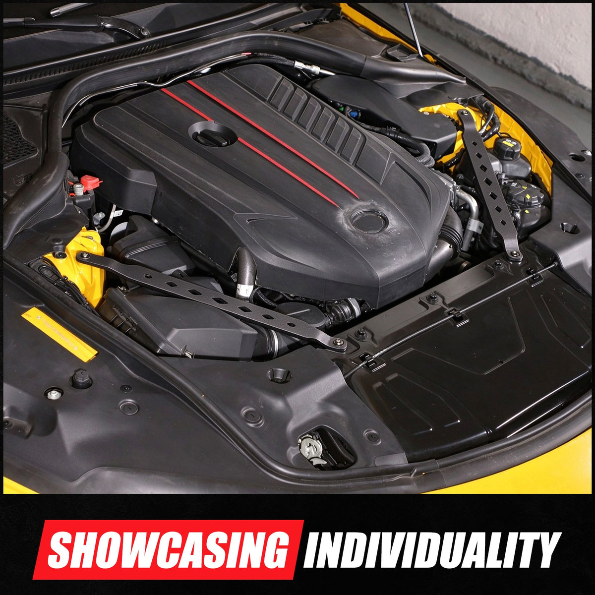 Black Aluminum Engine Bay Strut Tower Brace Trim For Toyota Supra A90 2019+ 3