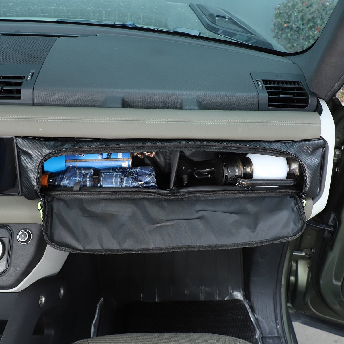Carbon Fiber Texture Passenger Dashboard Storage Bag For LR Defender L663 2020+ 18