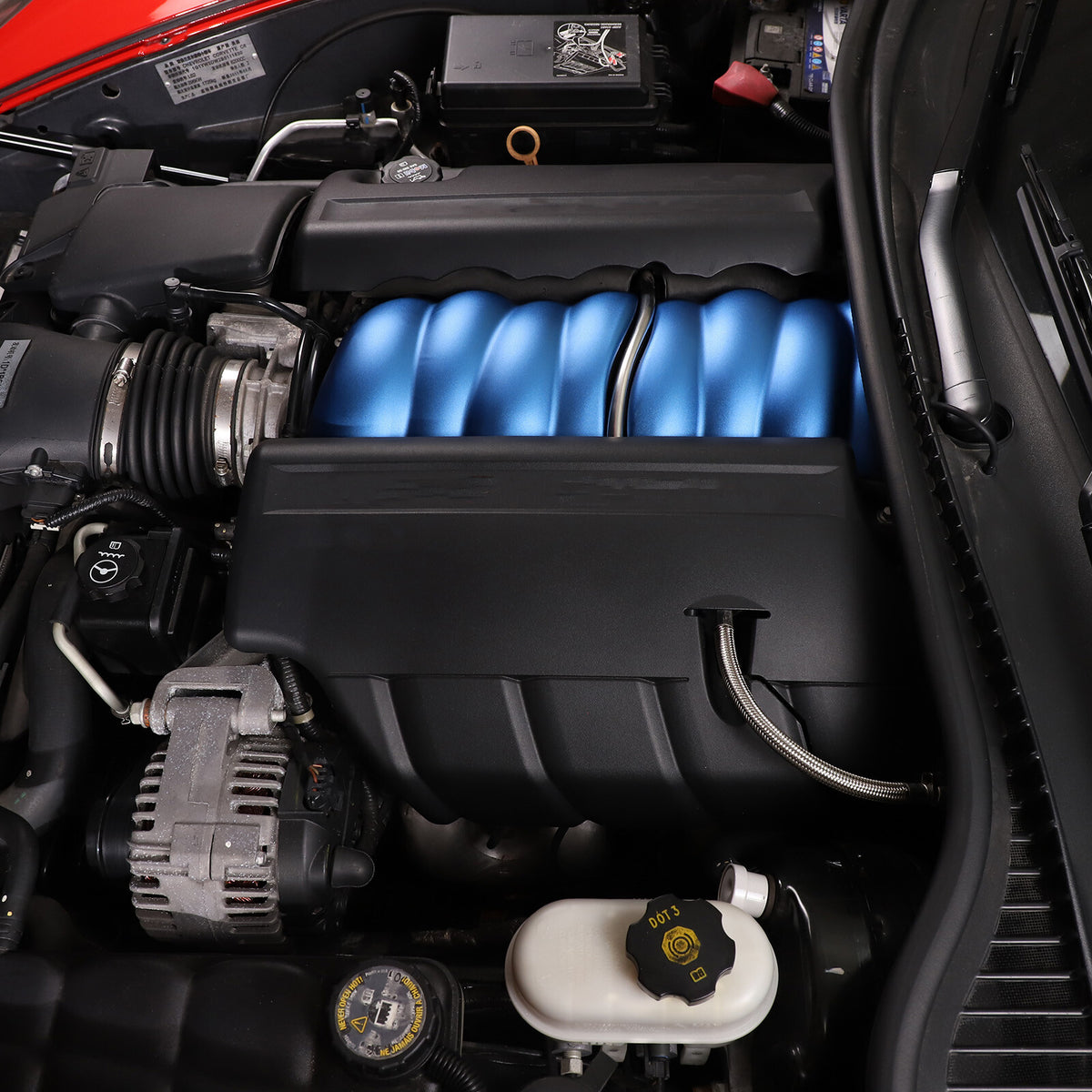 Blue Aluminum Alloy Intake Manifold Cover Engine Part For Corvette C6 2005-2013 12