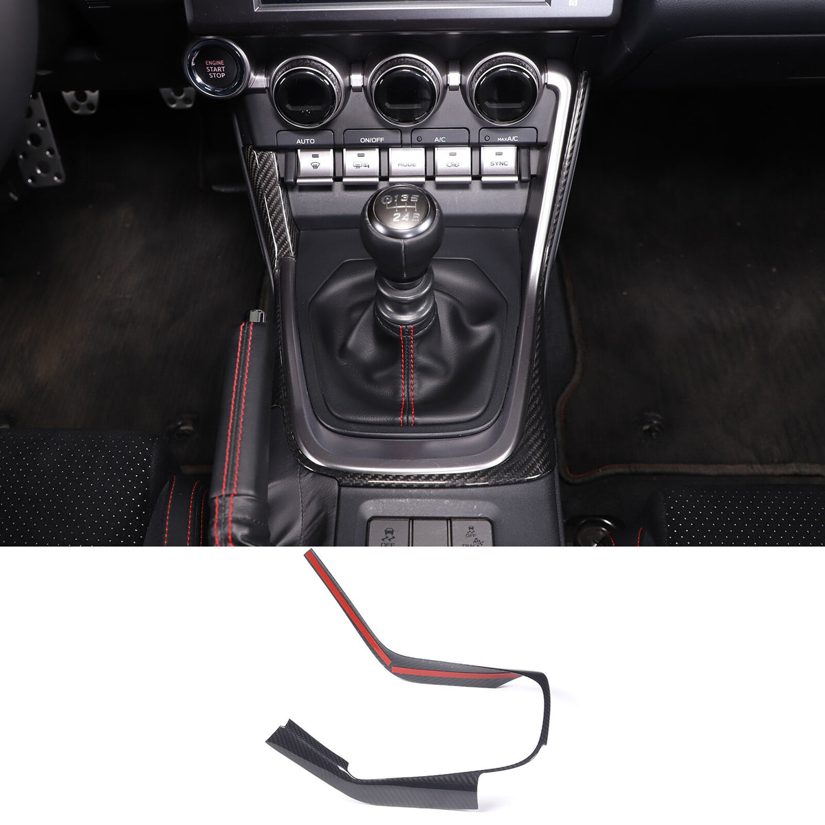 Real Carbon Fiber Center Shifter Side Bezel Frame Trim For Subaru BRZ 2022+ 2