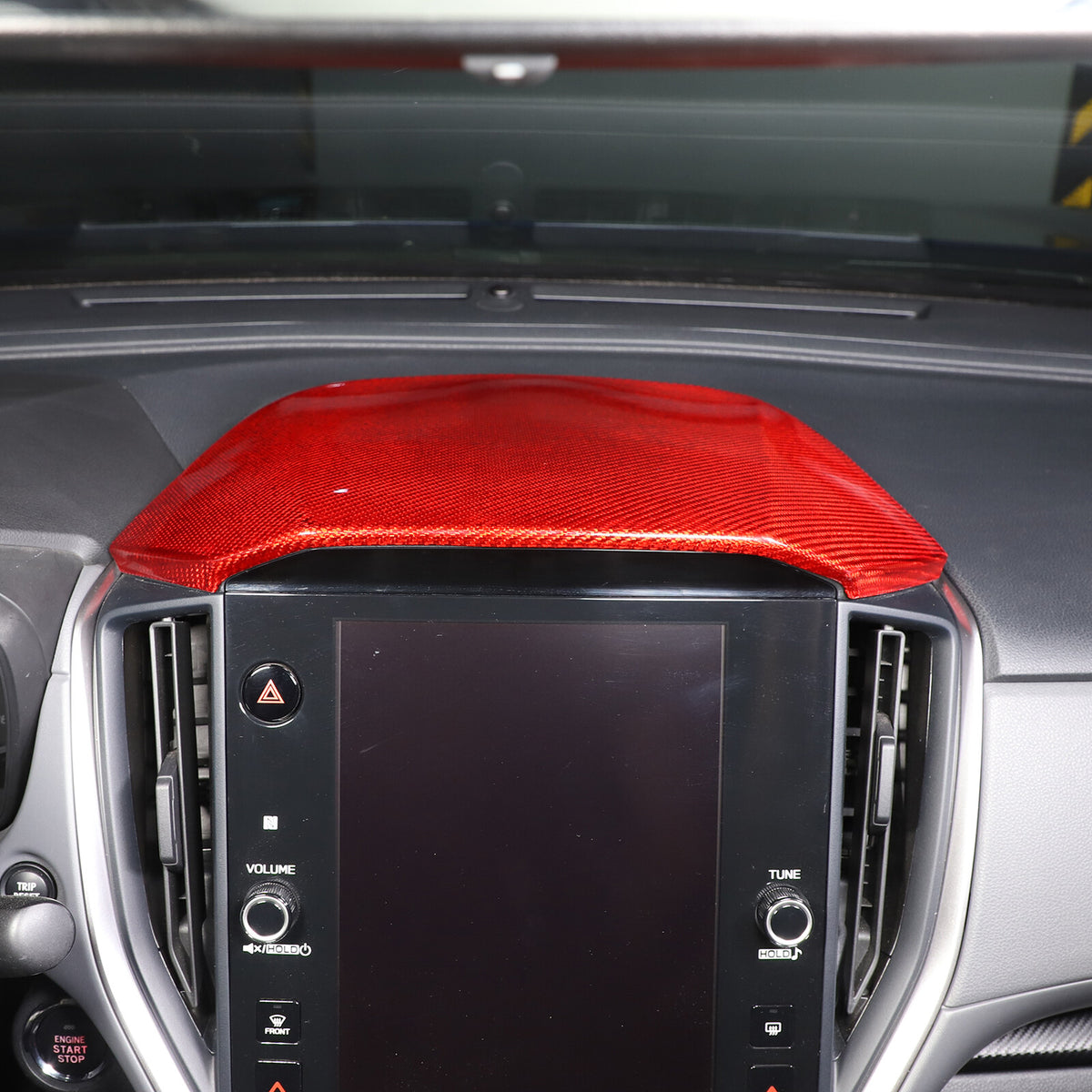Red Real Carbon Fiber Center Navigation Screen Trim For Subaru Crosstrek GU 24+ 14