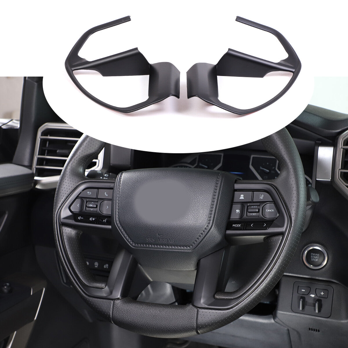 Matte Black ABS Interior Decoration Cover Trim Kit For Toyota Tundra 2022-26 US - Variants 21-25 49