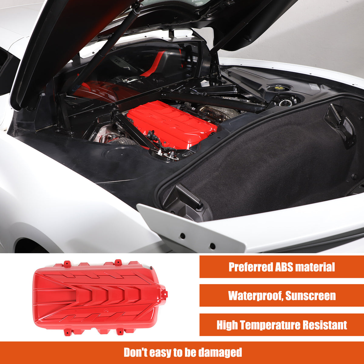 Red ABS Engine hood Compartment panel Trim Cover For Corvette C8 2020-2026 2
