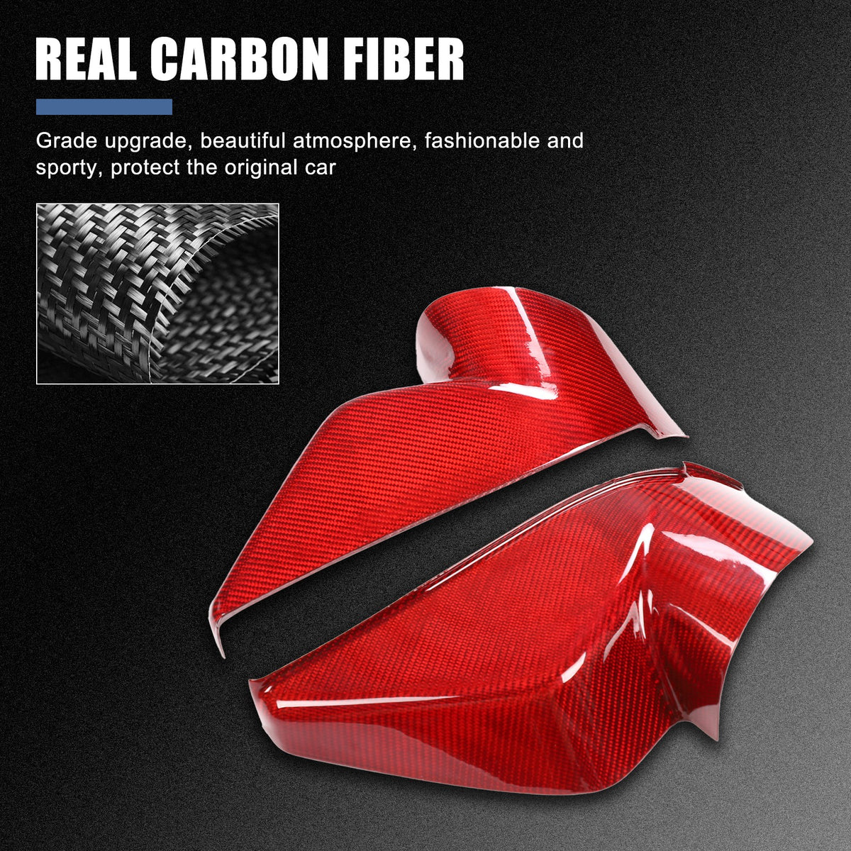 Red Real Carbon Fiber Dashboard Side Trim ForCorvette C8 Stingray Z06 Z51 2020+ 18