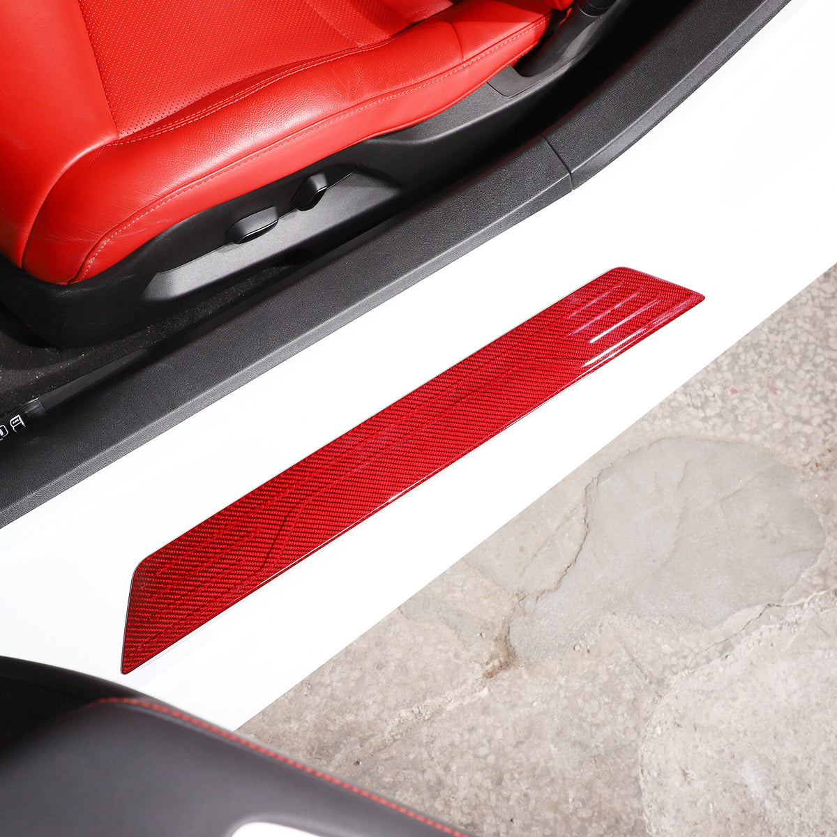 Red Real Carbon Fiber Interior Trim for Corvette C8 20-25 94