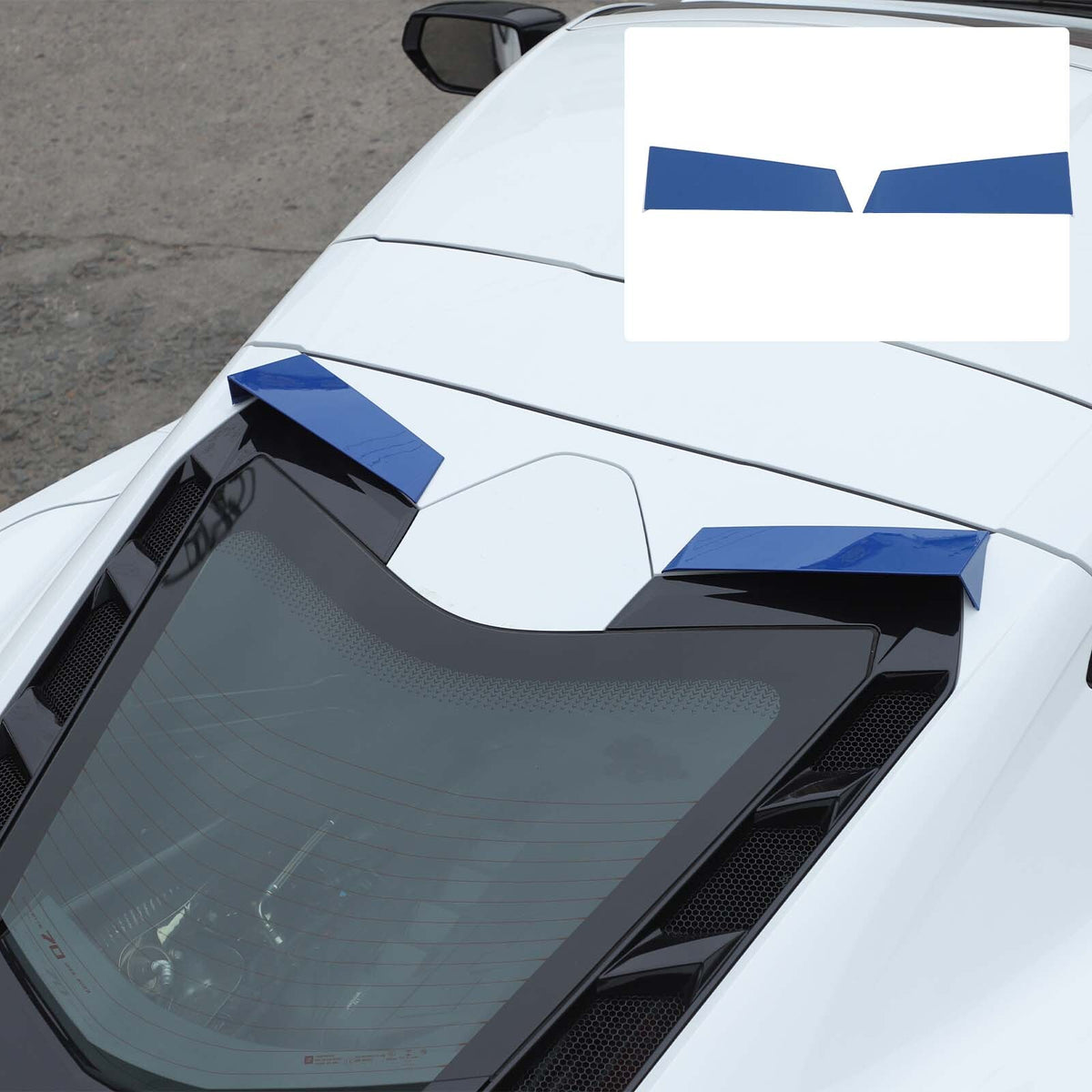 Blue Rear Windshield Spoiler Anti-wind Buffeting Deflector for Corvette C8 Coupe 1