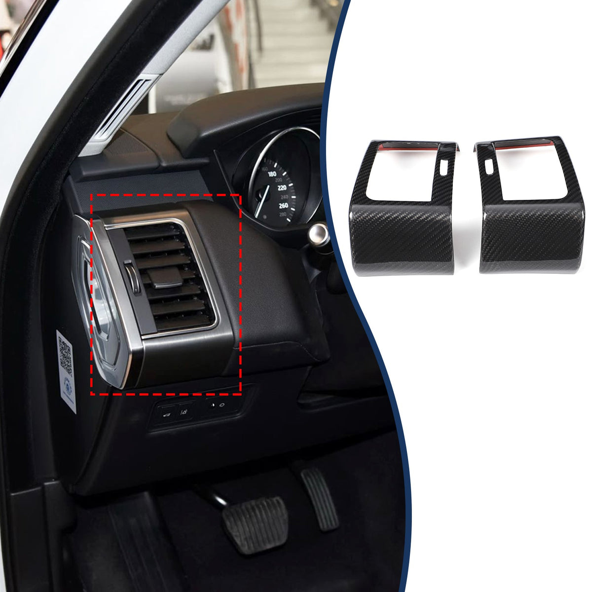 Real Carbon Fiber Center Side Air Vent Trim For LR Range Rover Sport L494 14-17 8