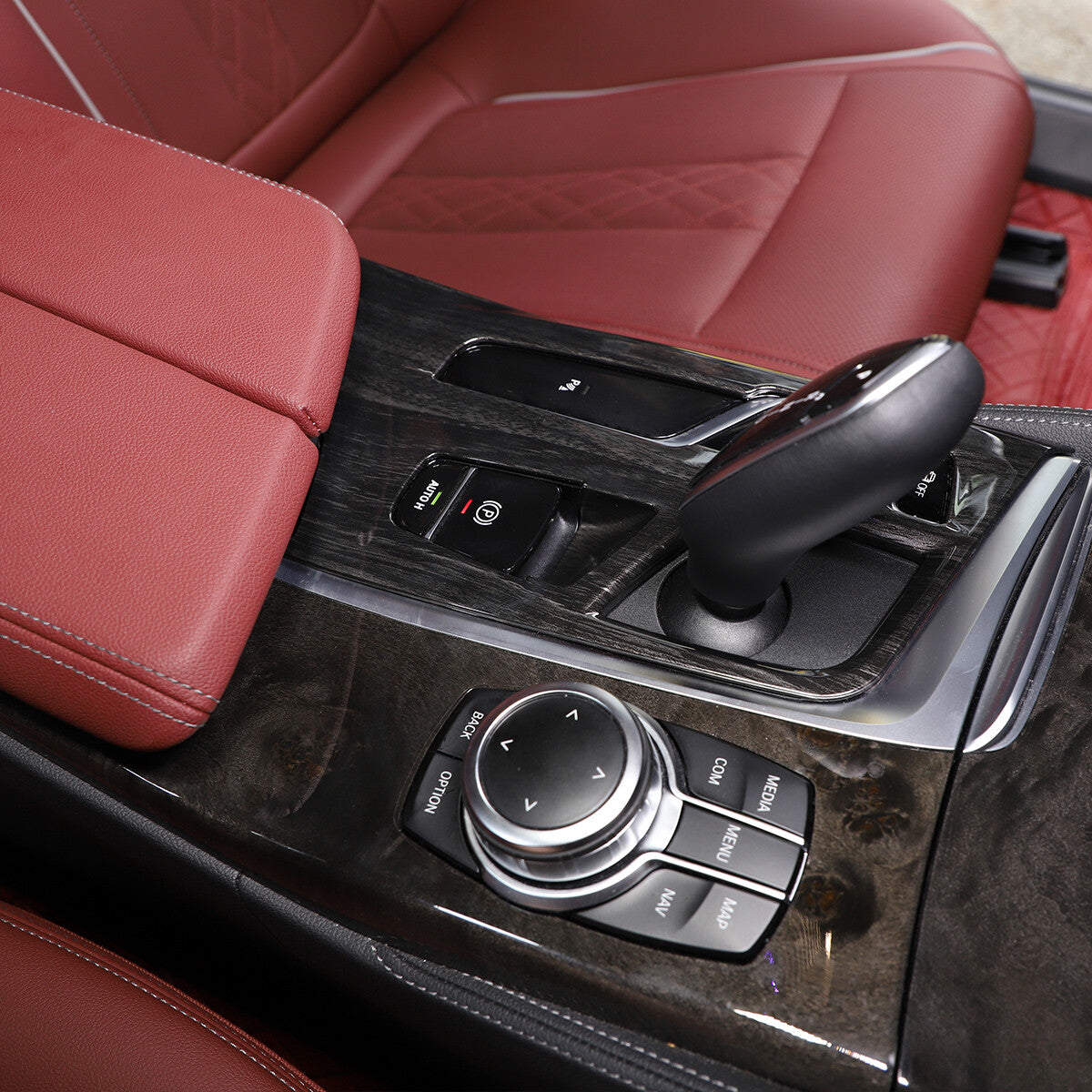 Black Wood Grain Gear Shift Panel Cover Trim for BMW 5 Series G30 2018-2022 5