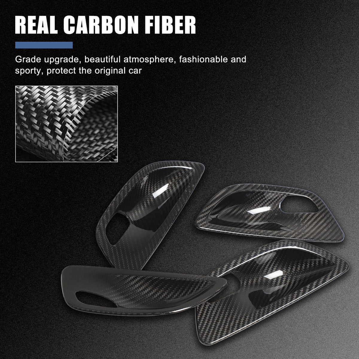 Real Carbon Fiber Inner Door Bowl Cover Trim For BMW 5 Series F10 2011-2017 3