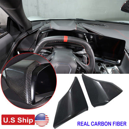 Carbon Fiber Dashboard Cover Side Instrument Hood Panel For C8 Corvette 20-25 US 1