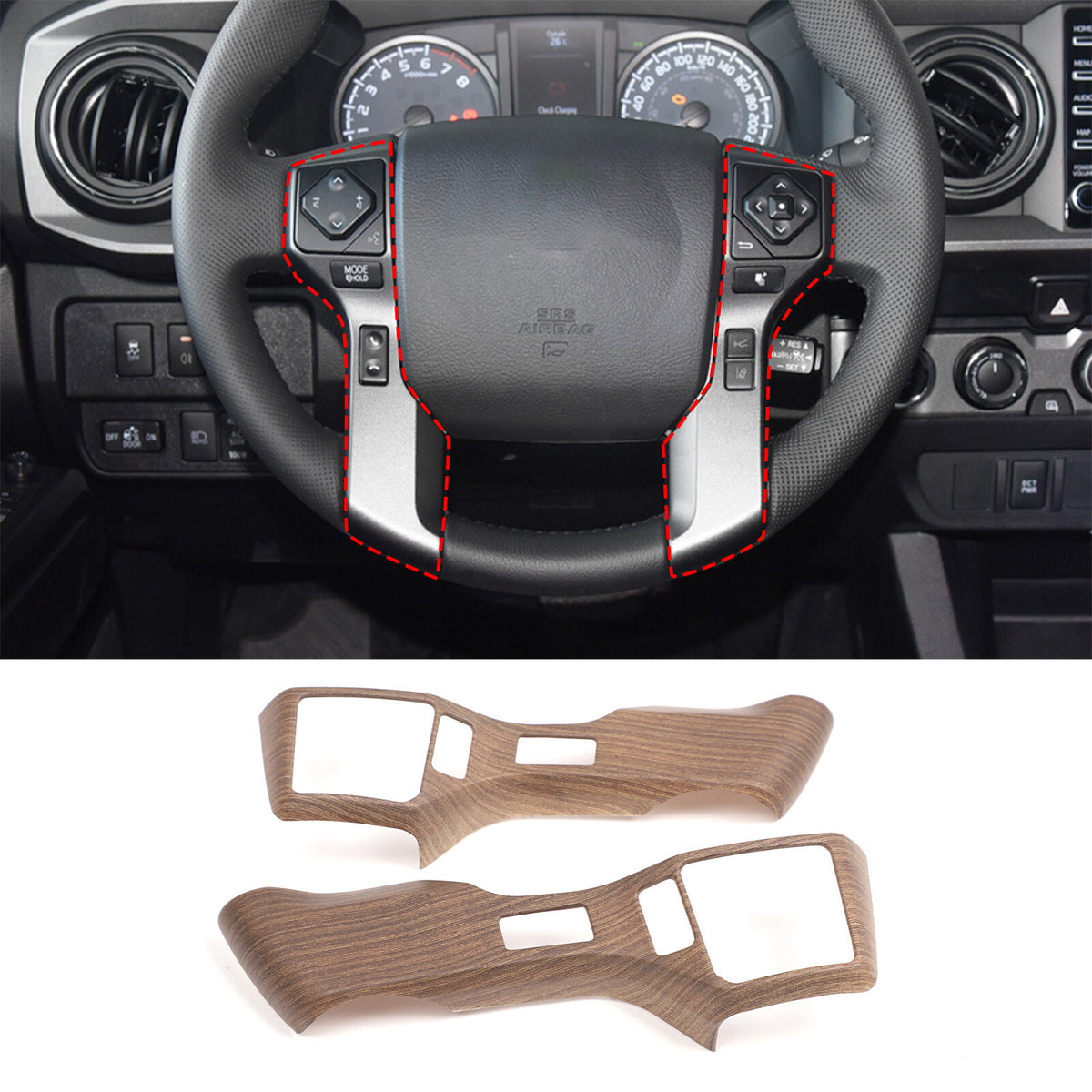 Wood Grain Interior Whole Set Panel Cover Trim Kit For Toyota Tacoma 2016-23 7