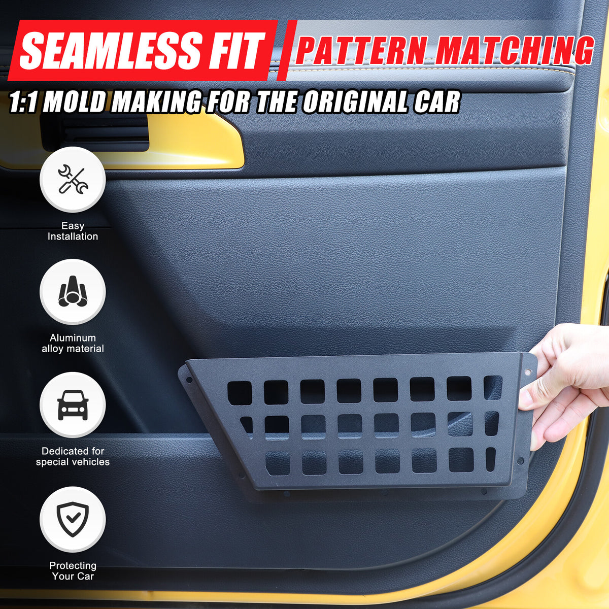 Black Alloy Car Rear Door Pocket Storage Box Organizer for Ford Ranger T9 23+ US 5