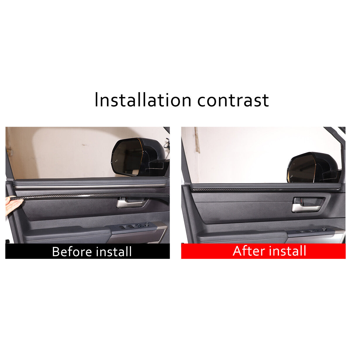 Carbon Fiber Style Inner Door Panel Cover Strip Trim For Toyota Tundra 22-23 US 2