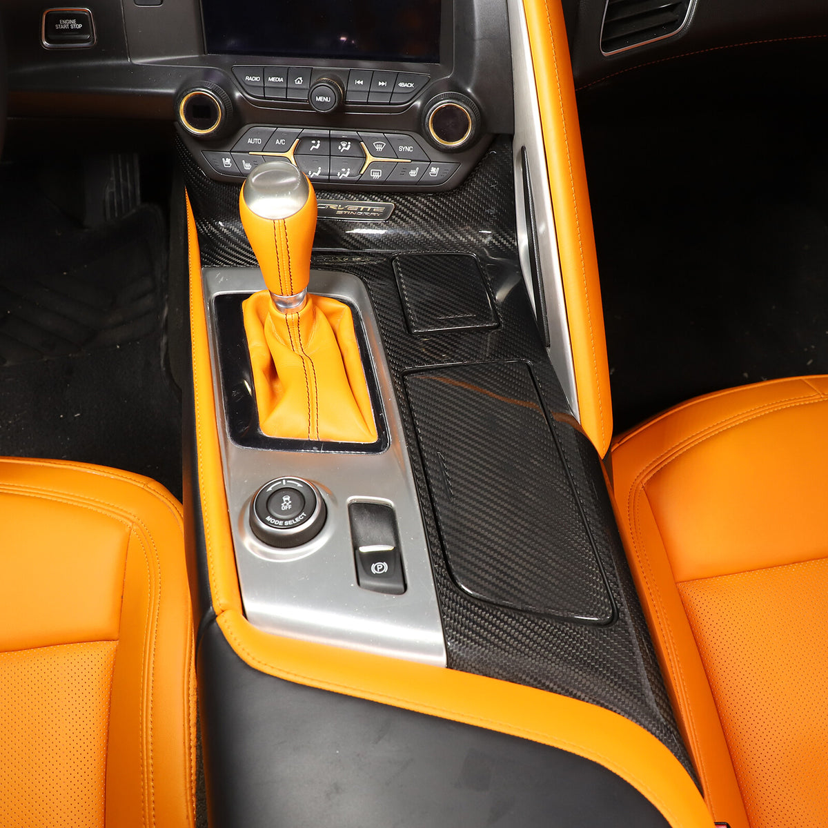 Real Carbon Fiber Center Console Panel Armrest Trim Cover For Corvette C7 14-19 5